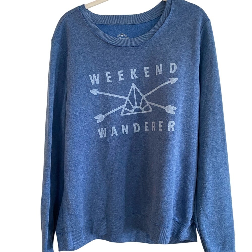 Well Worn Los Angeles Sweatshirt XL Blue Weekend Wanderer Crewneck Pullover